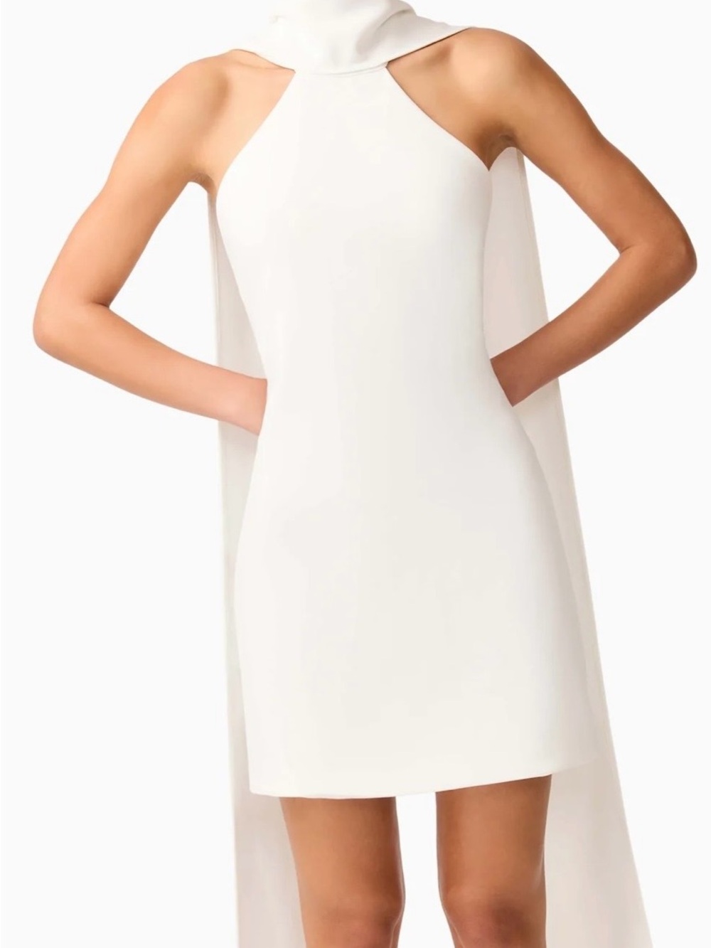 Elliatt White High-Neck Mini Dress with Cape